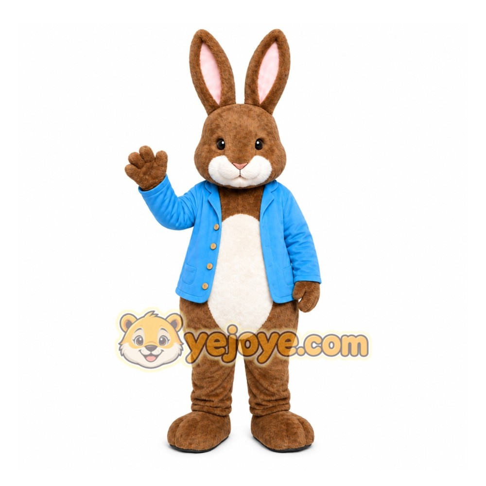 Brown Rabbit Mascot Costume with Custom Logo Brown Rabbit Mascot Costume with Custom Logo