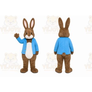 Brown Rabbit Mascot Costume with Custom Logo