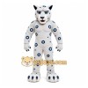 White Spotted Big Cat Mascot Costume with Custom Logo