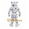 White Spotted Big Cat Mascot Costume with Custom Logo