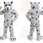 White Cougar Mascot Costume with Custom Logo