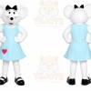 White Mouse Mascot Costume with Custom Logo