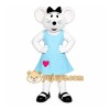 White Mouse Mascot Costume with Custom Logo