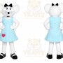White Mouse Mascot Costume with Custom Logo