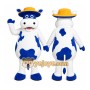 White Cow Mascot Costume with Custom Logo