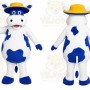White Cow Mascot Costume with Custom Logo