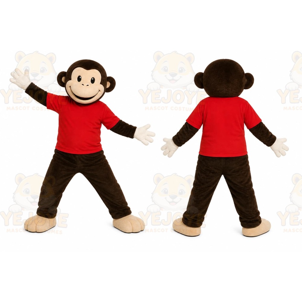Brown Monkey Mascot Costume with Custom Logo
