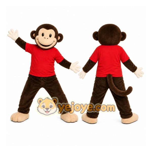 Brown Monkey Mascot Costume with Custom Logo