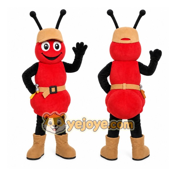 Red Ant Mascot Costume with Custom Logo