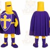 Purple Knight Mascot Costume with Custom Logo