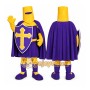 Purple Knight Mascot Costume with Custom Logo