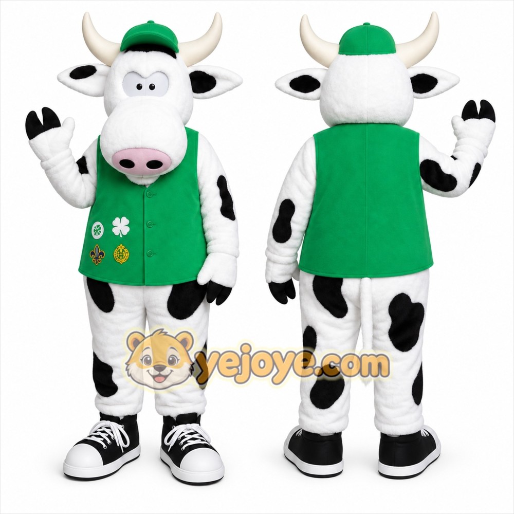 White Cow Mascot Costume with Custom Logo White Cow Mascot Costume with Custom Logo