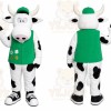 White Cow Mascot Costume with Custom Logo