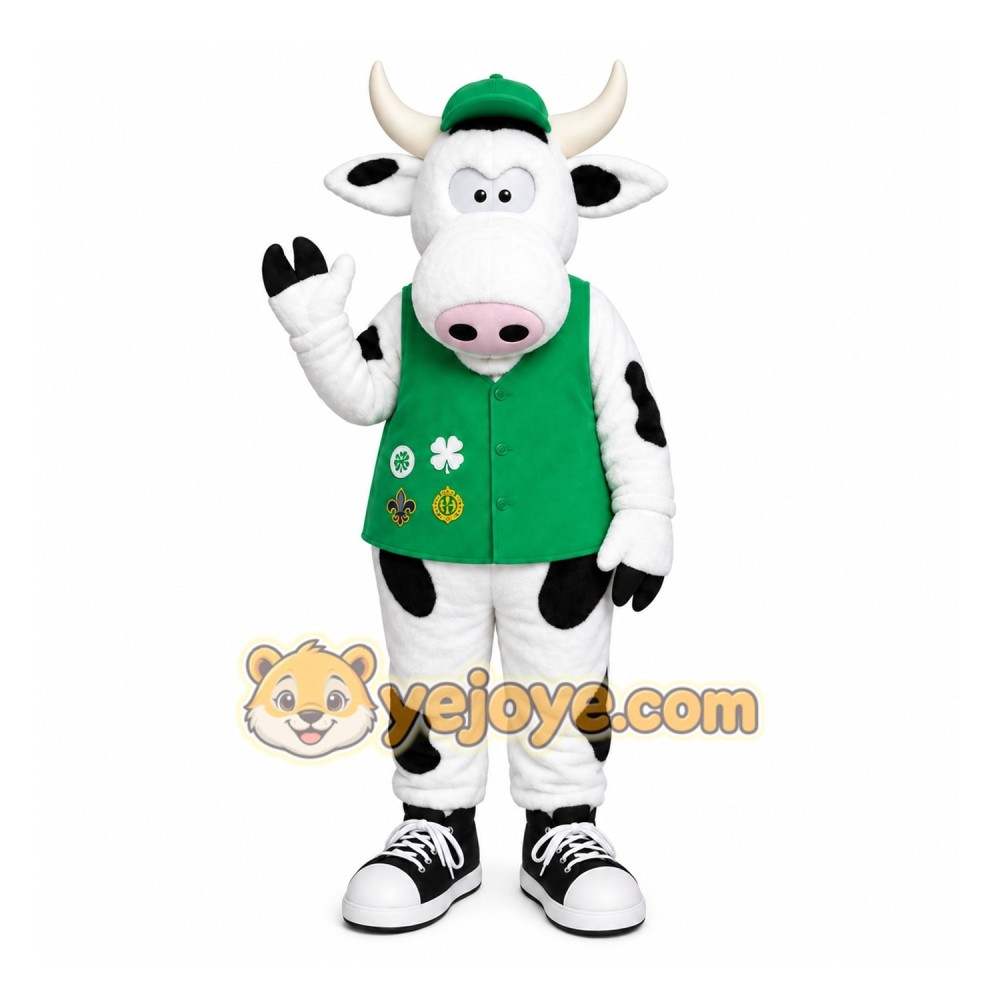 White Cow Mascot Costume with Custom Logo White Cow Mascot Costume with Custom Logo