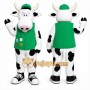 White Cow Mascot Costume with Custom Logo