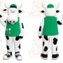 White Cow Mascot Costume with Custom Logo
