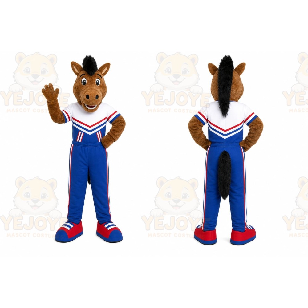 Brown Horse Mascot Costume with Custom Logo