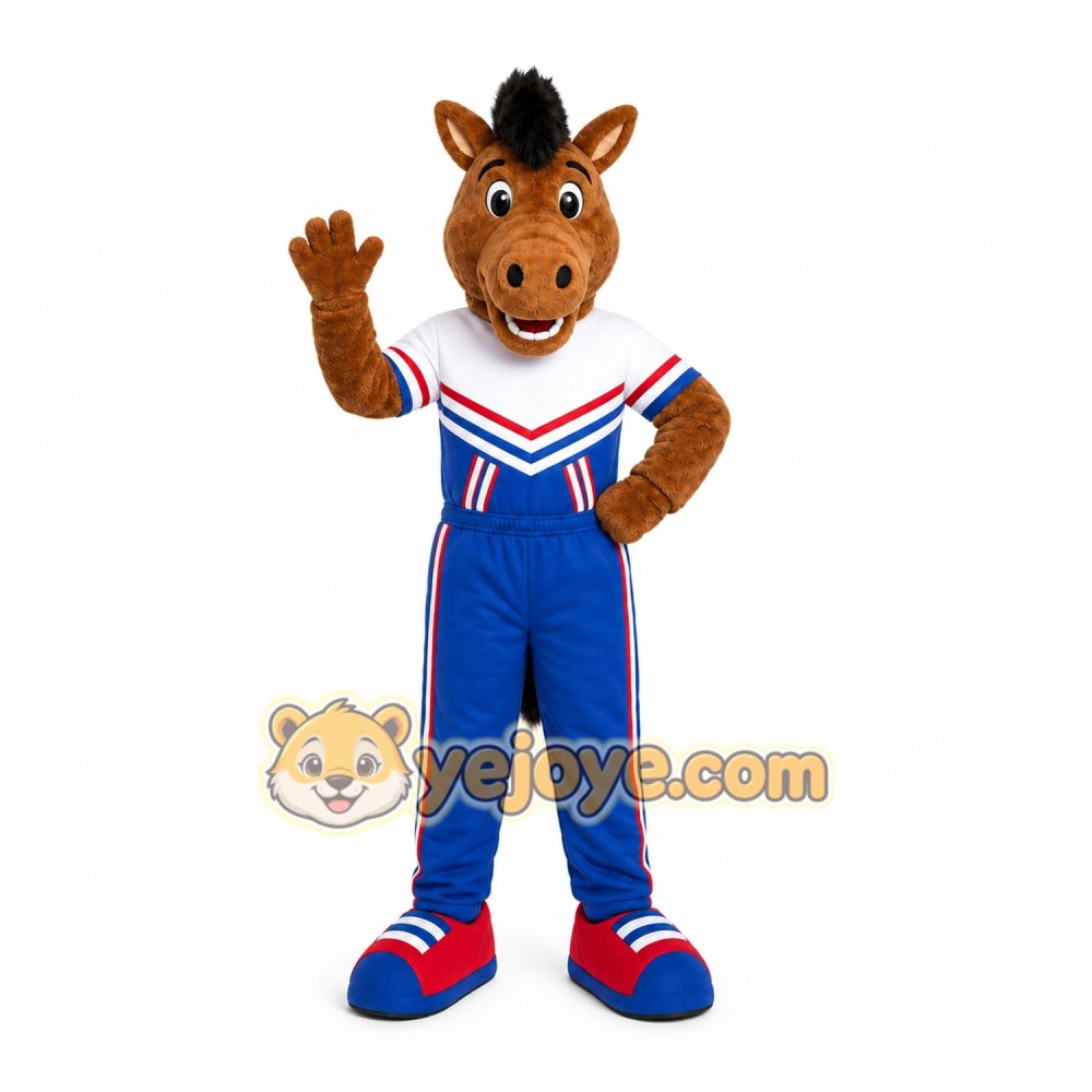 Brown Horse Mascot Costume with Custom Logo