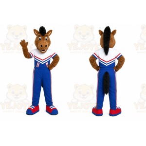 Brown Horse Mascot Costume with Custom Logo