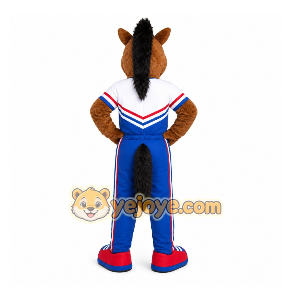 Brown Horse Mascot Costume with Custom Logo