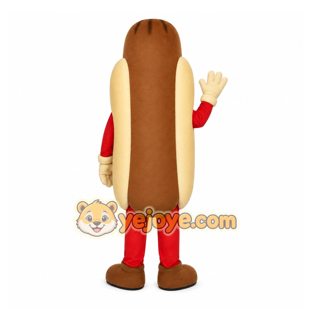 Brown Hotdog Mascot Costume with Custom Logo