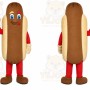 Brown Hotdog Mascot Costume with Custom Logo