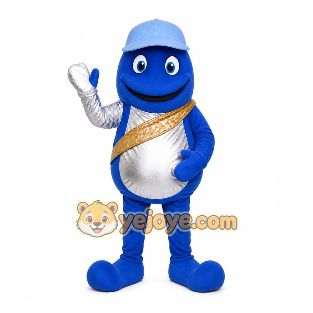 Blue Alien Mascot Costume with Custom Logo Blue Alien Mascot Costume with Custom Logo