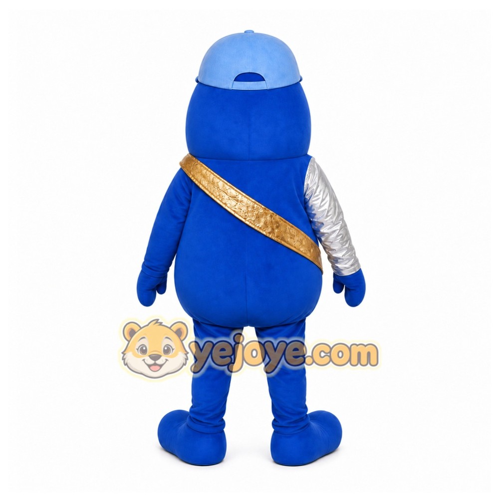 Blue Alien Mascot Costume with Custom Logo Blue Alien Mascot Costume with Custom Logo