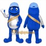Blue Alien Mascot Costume with Custom Logo