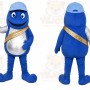 Blue Alien Mascot Costume with Custom Logo