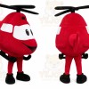 Red Helicopter Mascot Costume with Custom Logo