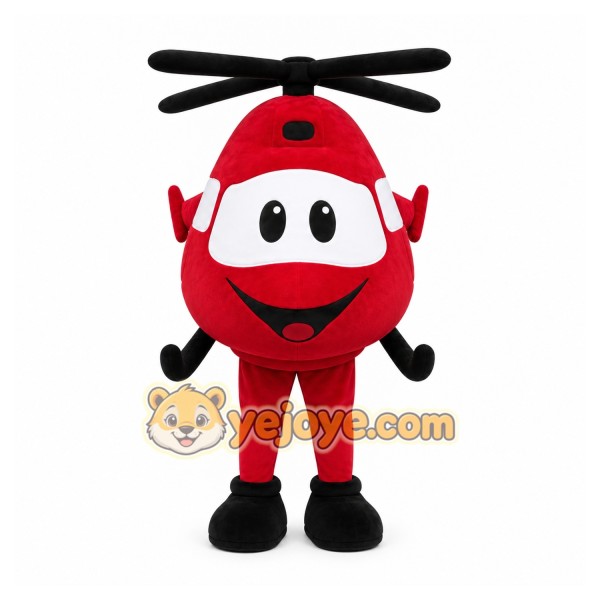 Red Helicopter Mascot Costume with Custom Logo
