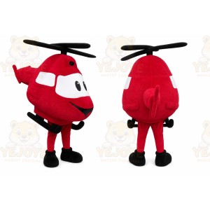 Red Helicopter Mascot Costume with Custom Logo