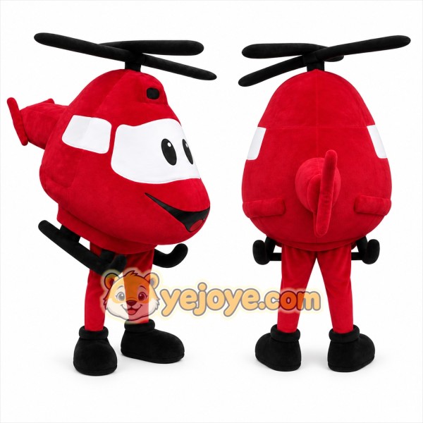 Red Helicopter Mascot Costume with Custom Logo