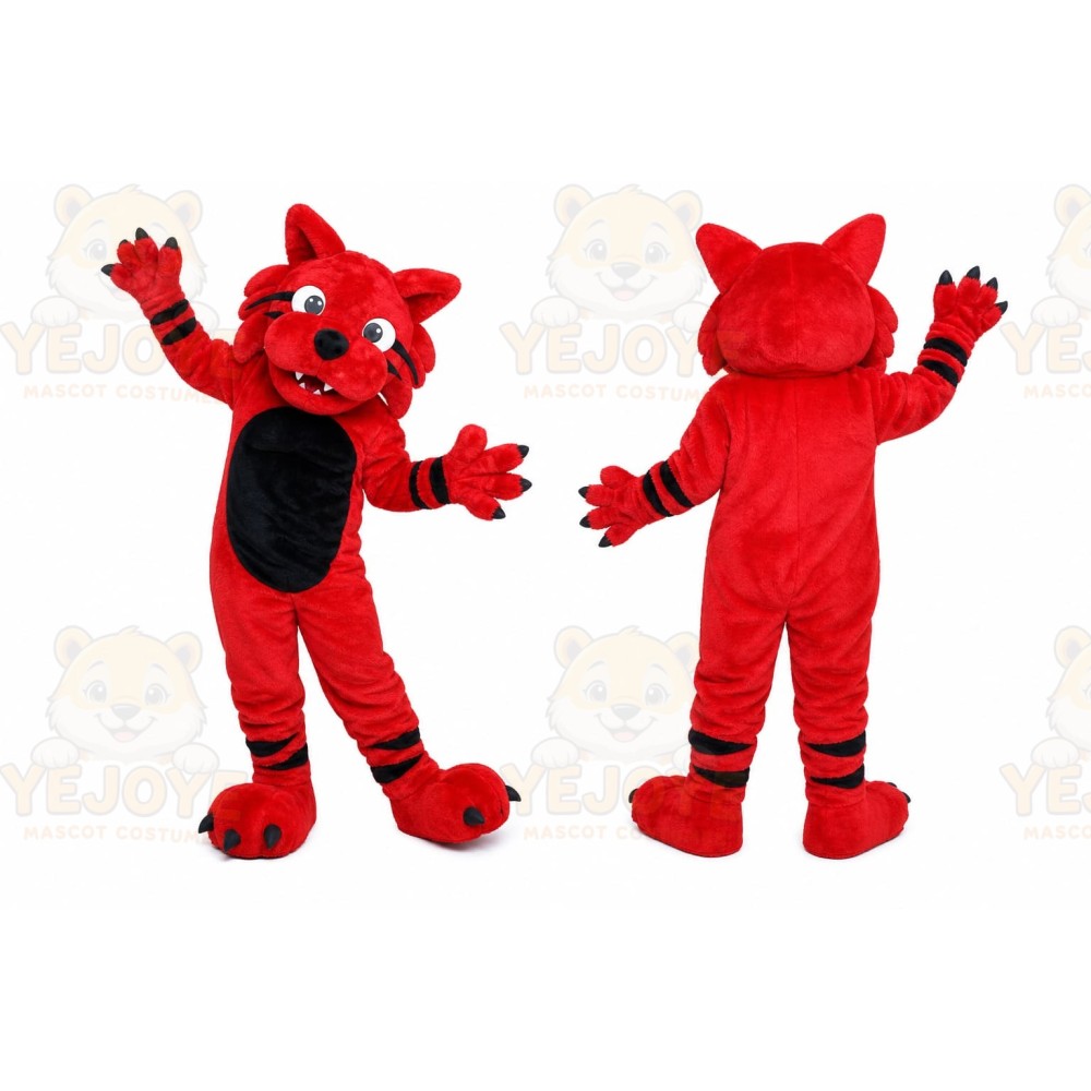 Red Wolf Mascot Costume with Custom Logo