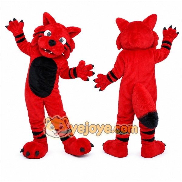 Red Wolf Mascot Costume with Custom Logo