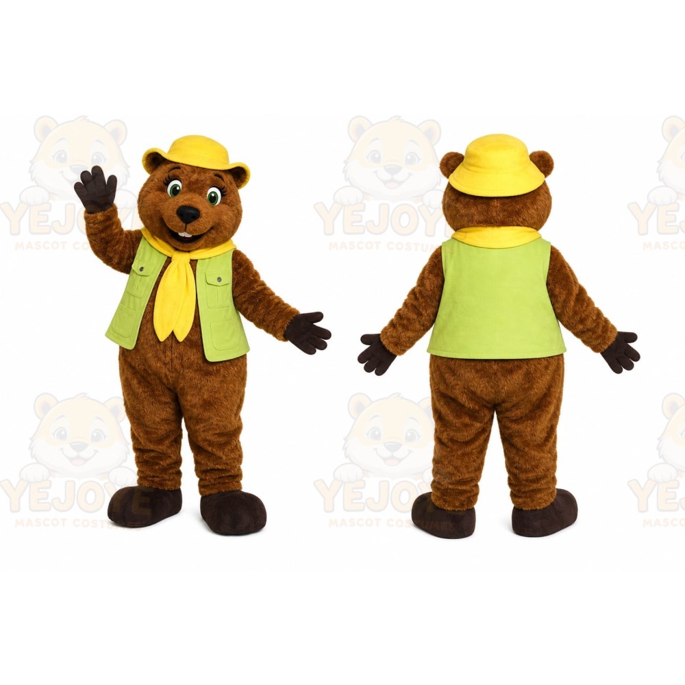 Brown Bear Mascot Costume with Custom Logo