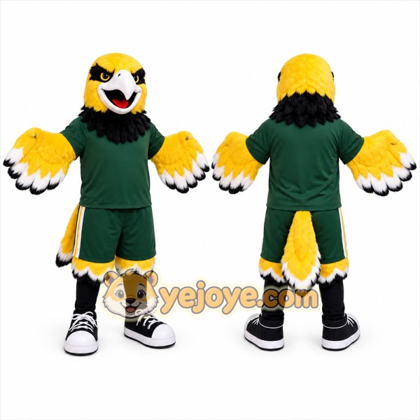 Yellow Bird Mascot Costume with Custom Logo