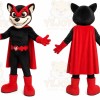 Black Superhero Mascot Costume with Custom Logo