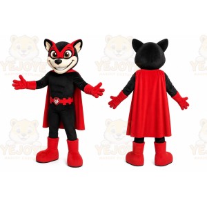Black Superhero Mascot Costume with Custom Logo