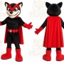 Black Superhero Mascot Costume with Custom Logo