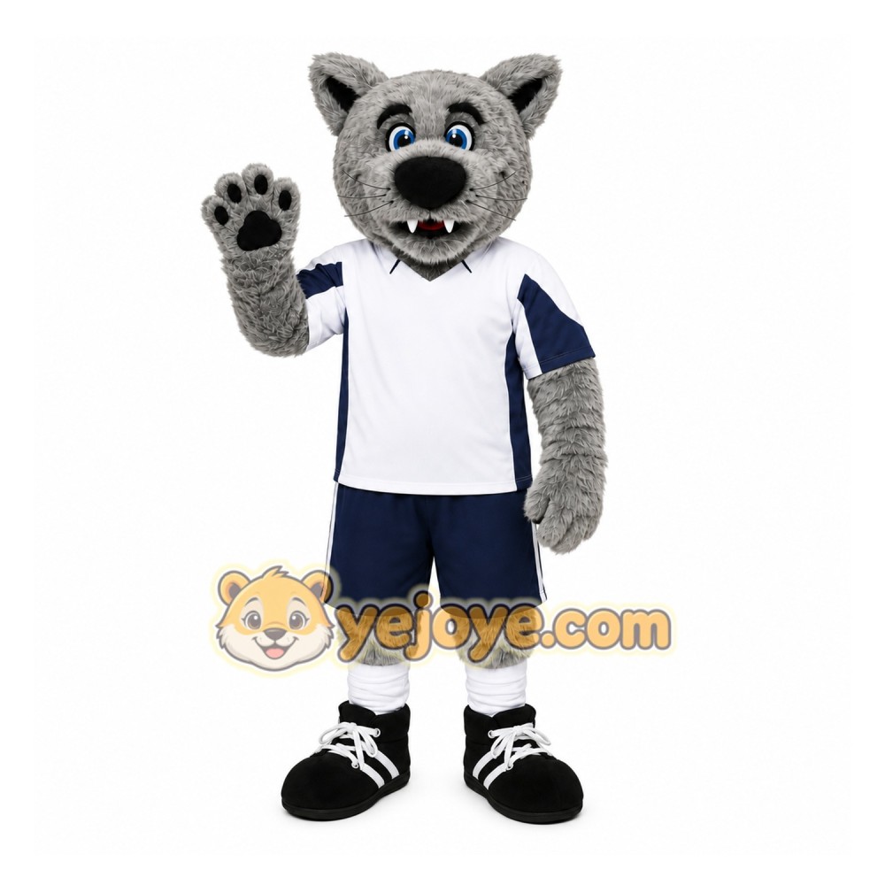 Gray Wolf Mascot Costume with Custom Logo Gray Wolf Mascot Costume with Custom Logo