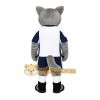Gray Wolf Mascot Costume with Custom Logo Gray Wolf Mascot Costume with Custom Logo