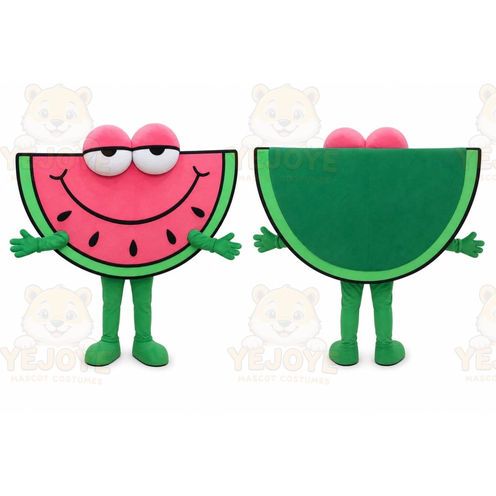 Pink Watermelon Mascot Costume with Custom Logo