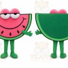 Pink Watermelon Mascot Costume with Custom Logo