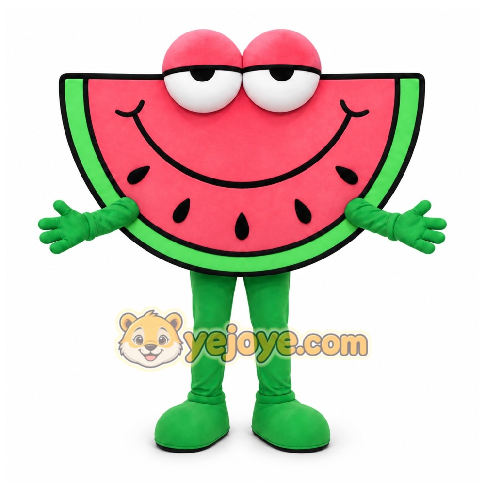 Pink Watermelon Mascot Costume with Custom Logo