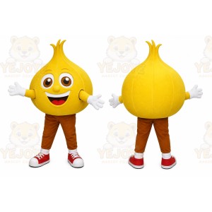 Yellow Onion Mascot Costume with Custom Logo