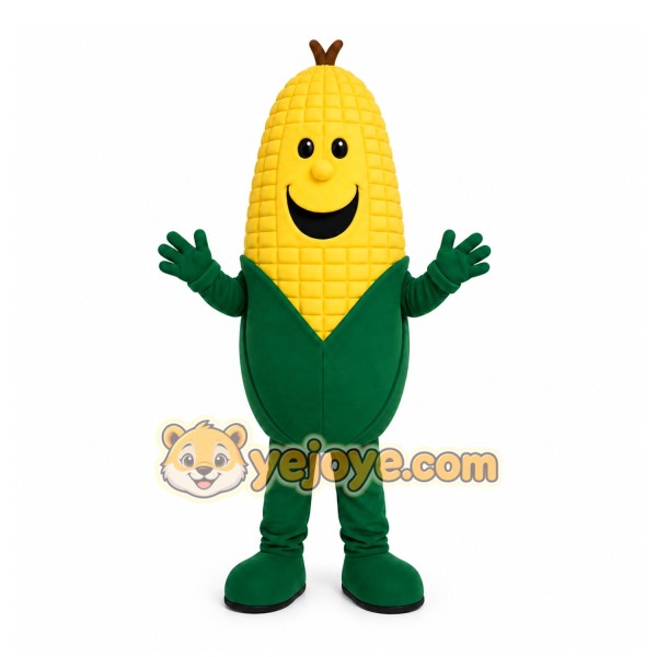 Yellow Corn Mascot Costume with Custom Logo