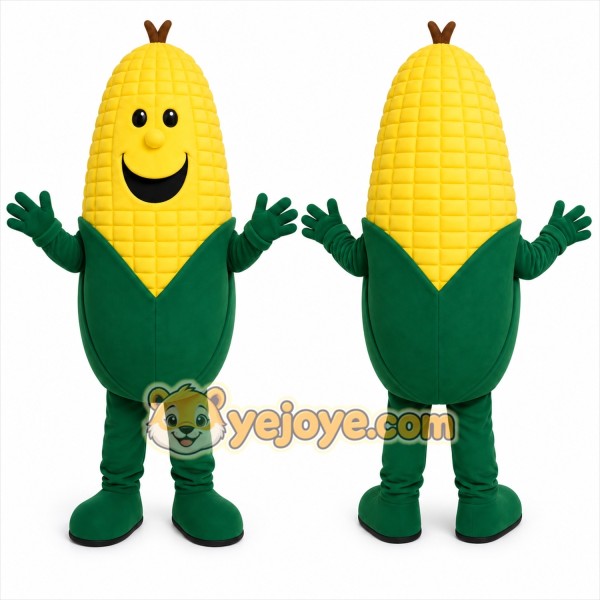 Yellow Corn Mascot Costume with Custom Logo