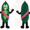 Green Pea Pod Mascot Costume with Custom Logo